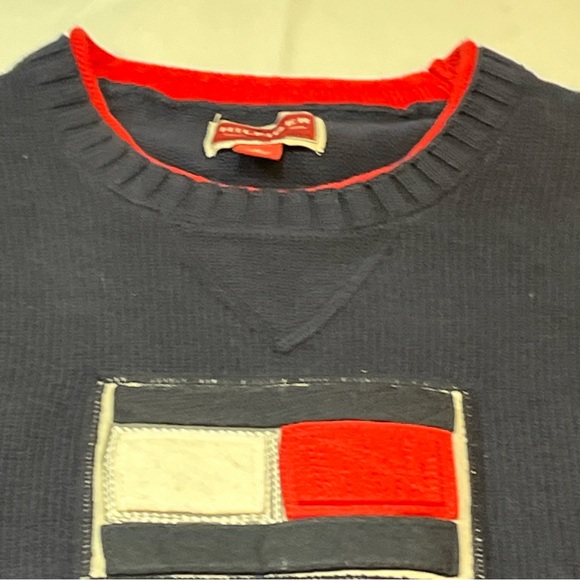 Tommy Hilfiger 3D big FLAG LOGO sweater Crewneck JAPAN men’s Medium, Y2K preppy - Picture 8 of 13